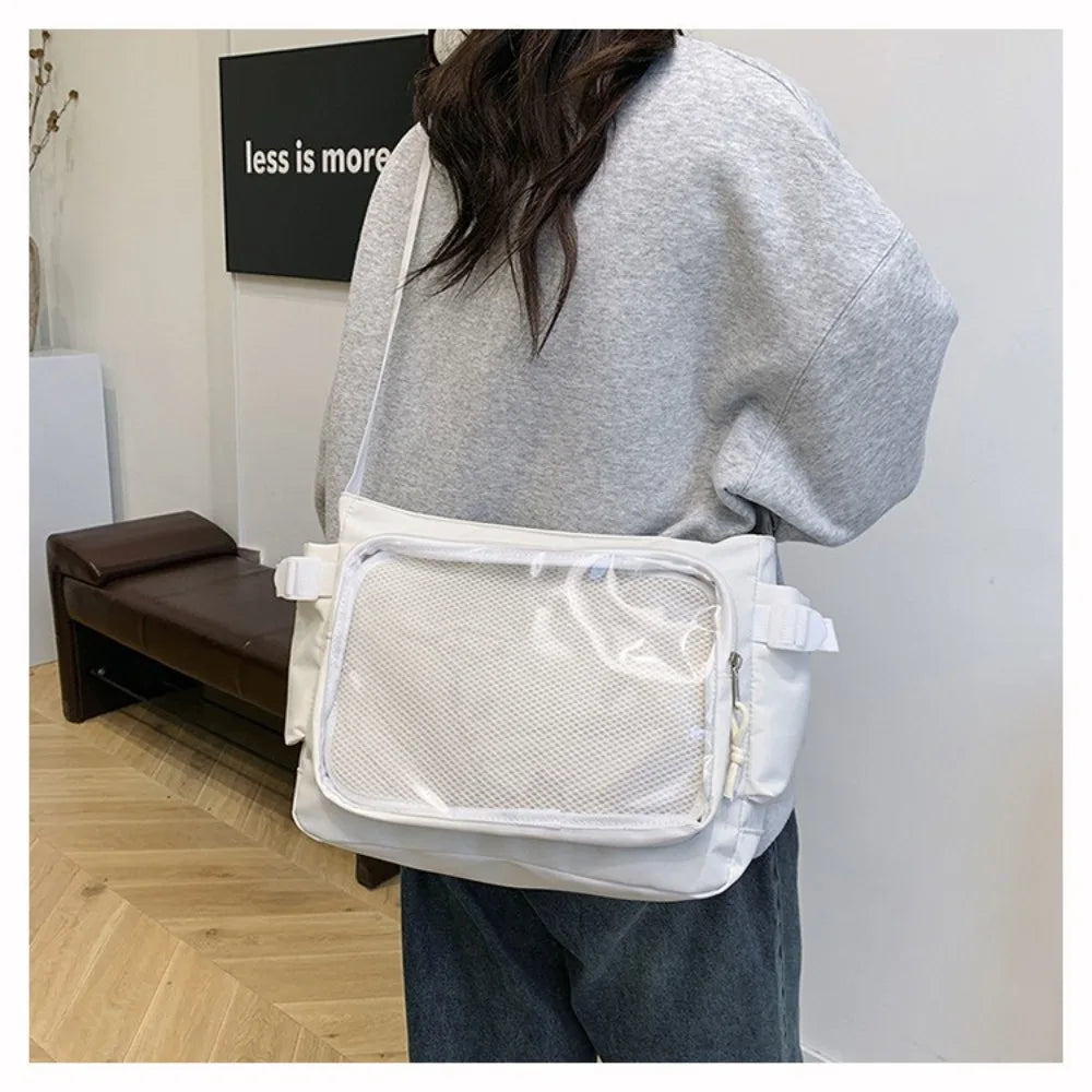 Fashion Transparent Ita Bag Large Capacity College Style Shoulder Bag Canvas Jk Handbag Women Tote Bag College Style