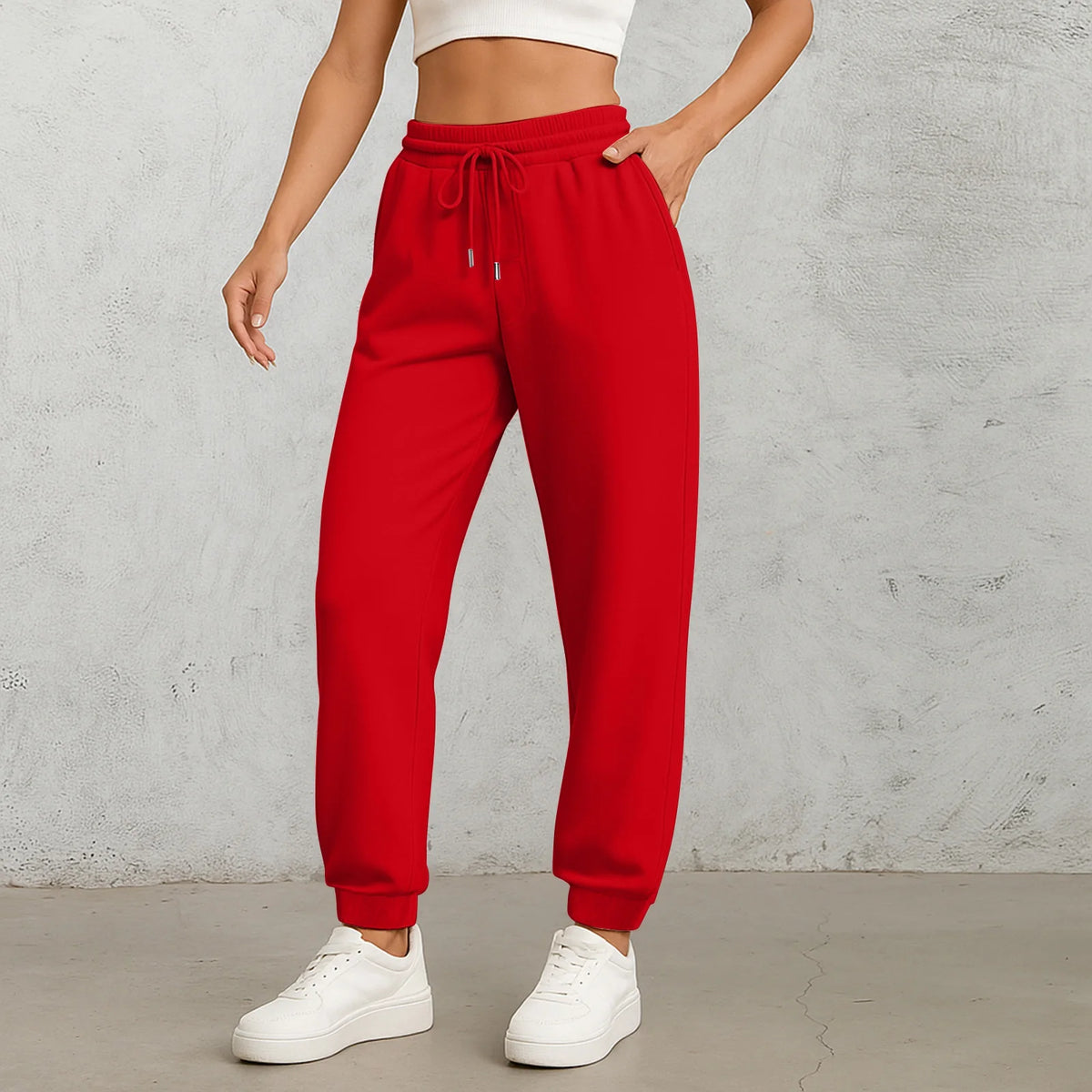 Women's High-Waist Drawstring Straight-Leg Pants