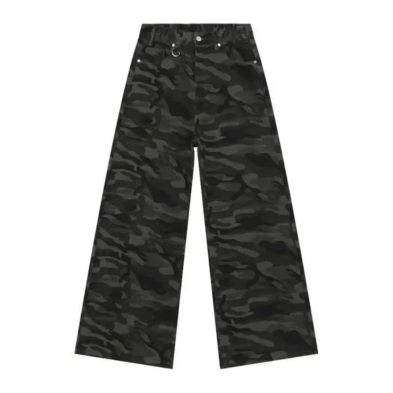 Retro Washed Wide-Leg Denim Trousers