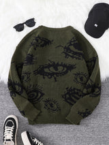 Men's Abstract Eye Jacquard Knit Sweater