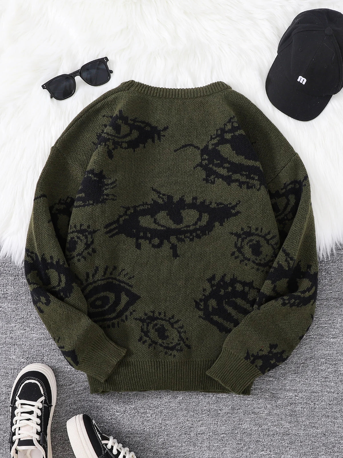 Men's Abstract Eye Jacquard Knit Sweater