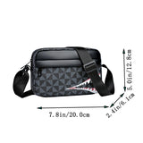 Neutral Style Backpack for Men and Women, with a Cross-Body Design, Suitable for Travel Photography. Features Shark Tooth Print.