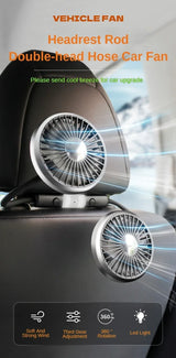360° Dual Head Car Seat Fan with LED & 3-Speed Control