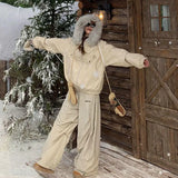 Women's Fleece Wide-Leg High-Waist Pants