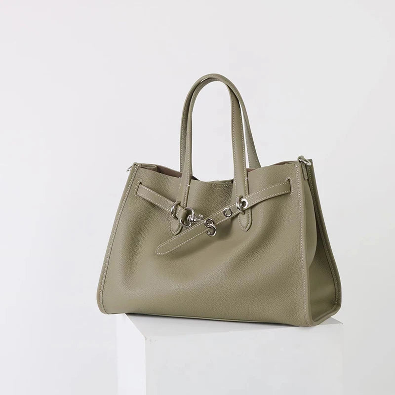 Luxury Brand Silver Buckle Women Bags Genuine Leather Handbags Women Shoulder Bags Cowhide Autumn Winter New Square Women Totes