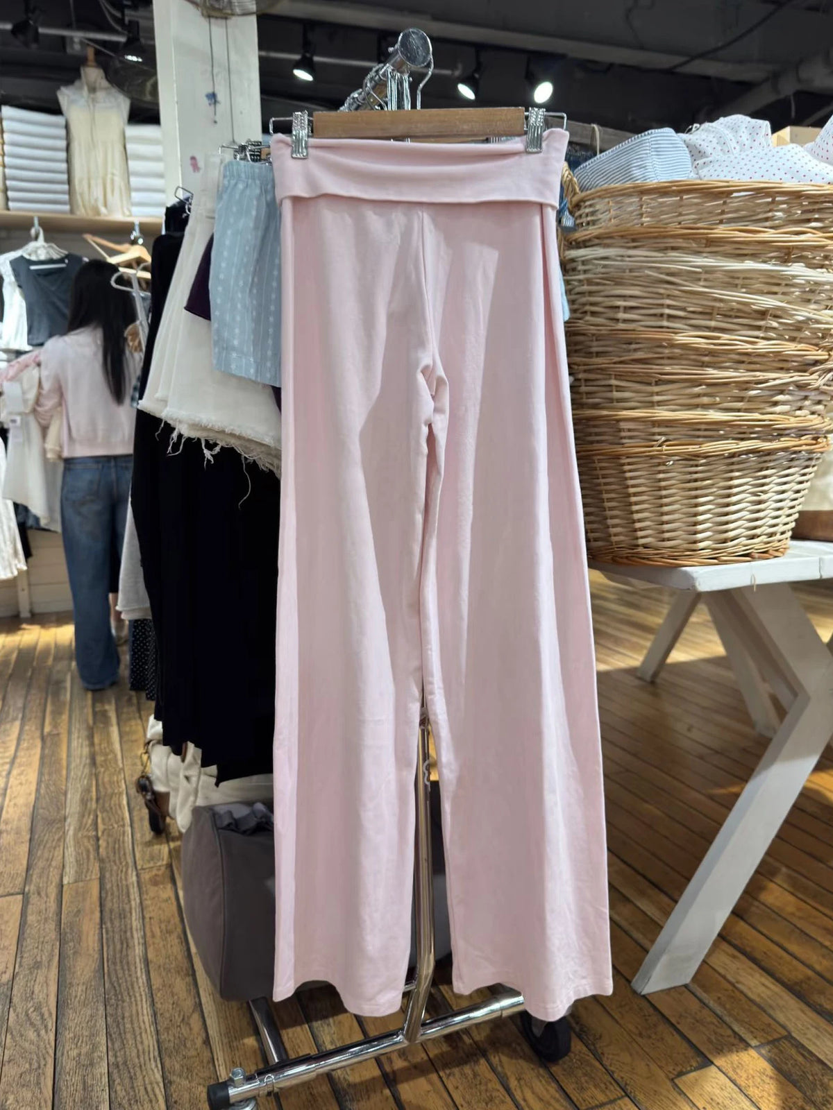 Women's Foldover Low-Rise Straight-Leg Pants