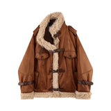 Women's Vintage Leather Moto Jacket | Black & Brown