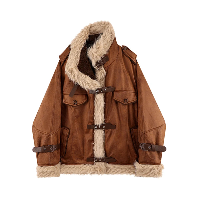 Women's Vintage Leather Moto Jacket | Black & Brown