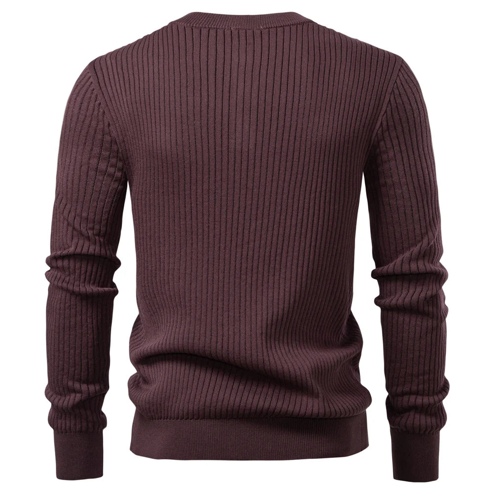 AIOPESON Ribbed Stripe Polo Shirt – Premium Men's Knit Top