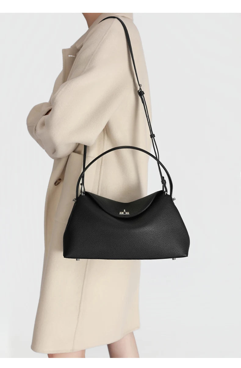 Women's genuine leather handbag fashionable retro designer luxury bag high-quality cowhide large capacity casual shopping bag