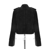 Split-Button Cropped Denim Jacket – Streetwear Jean Outerwear