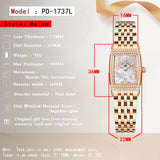 Pagani Design New 22mm Square Women's Quartz Watch Stainless Steel Sapphire Glass 50m Waterproof Women's Quartz Watch