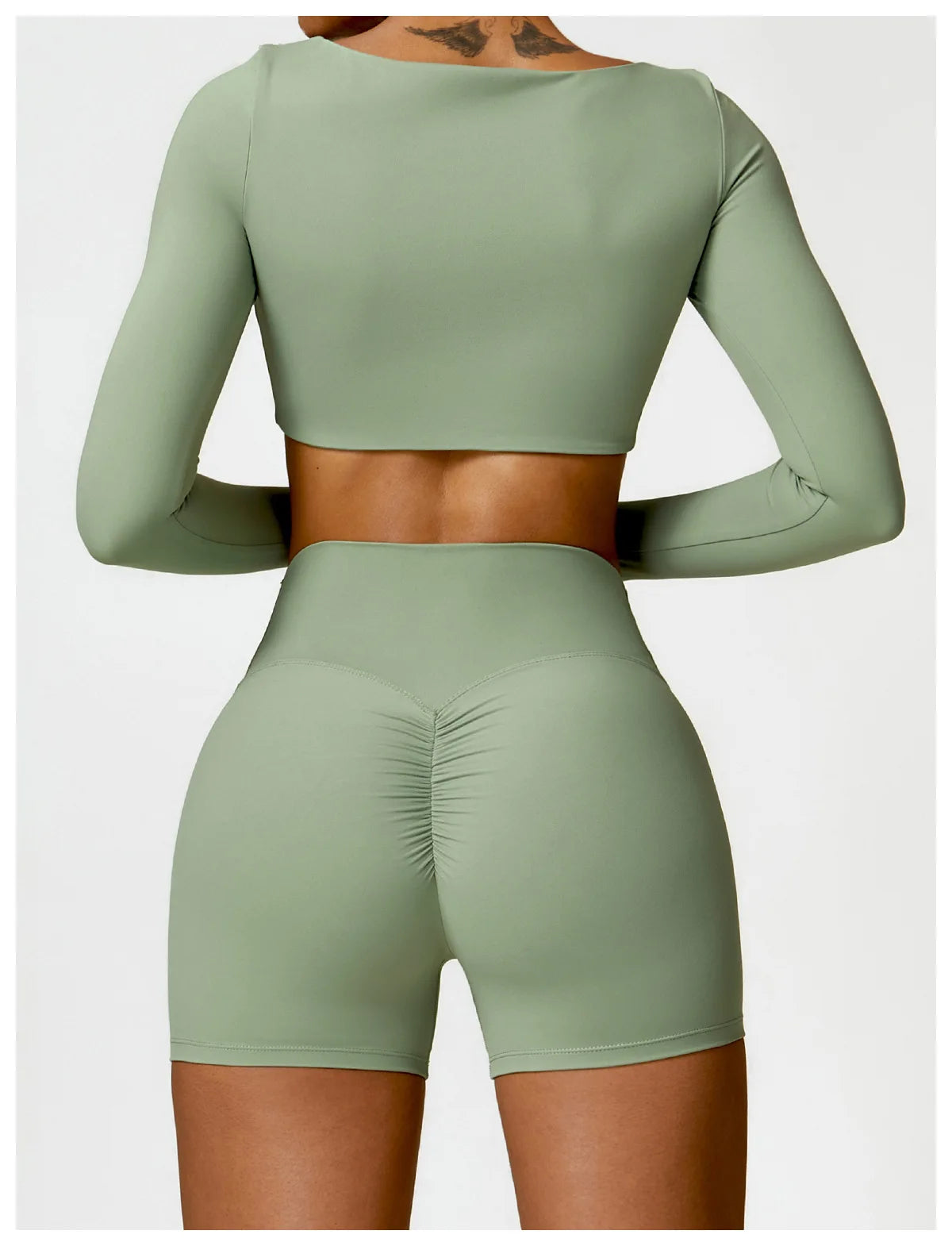 2-Piece Women's High-Waist Yoga Set – Seamless Long Sleeve Workout Suit