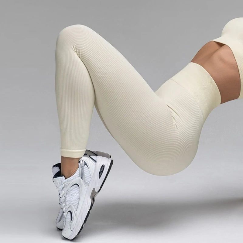 Seamless Ribbed High-Waisted Yoga Pants