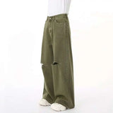 Men's Green Loose-Fit Straight-Leg Jeans