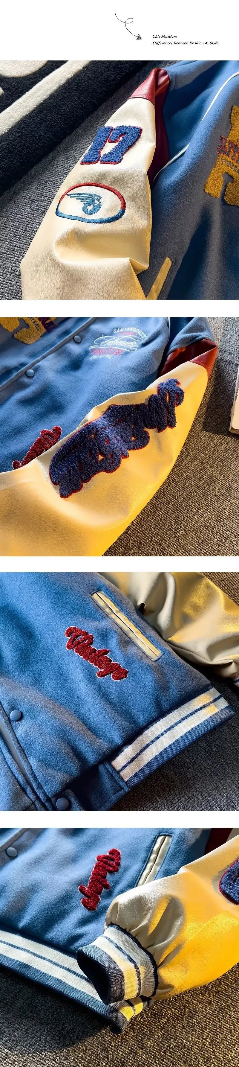 Men’s Embroidered Appliqué Baseball Jacket