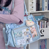 Italife Luxury Large Ita Bag with Ribbon ACG Display Women Blue Big Clear Shoulder Bag with Pin Insert Girl Pink Itabag Bow H201