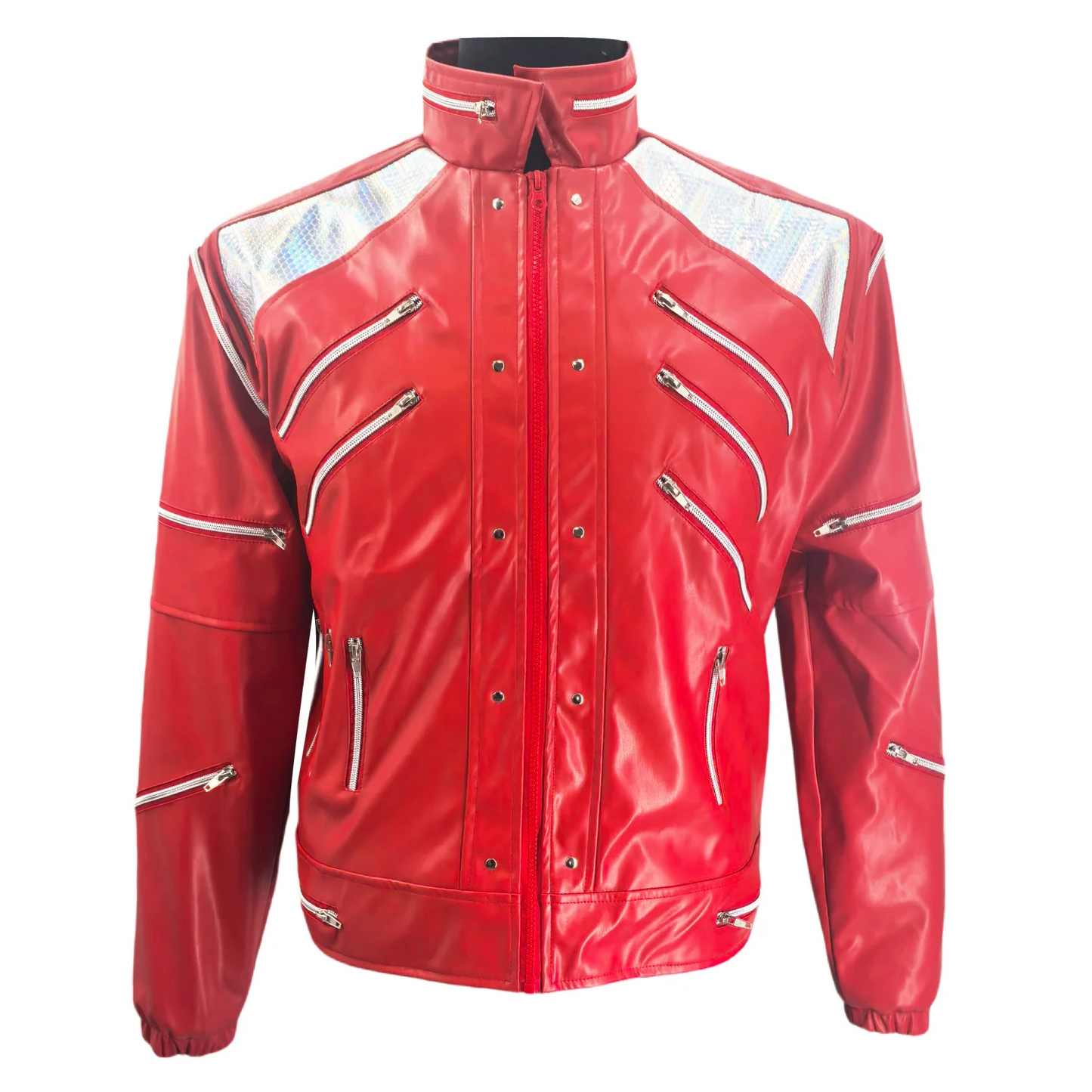 Red Zipper PU Leather Jacket | Rock & Roll Statement Piece