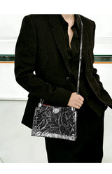 2026 New Top Layer Cowhide Leather Rivet Handbag Adjustable Shoulder Strap Crossbody Handbag