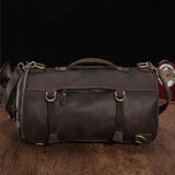 Luufan Unique Design Leather Backpack For Men Vintage Crazy Horse Leather Bucket Daypack Large Male Travel Bag Male Backpacks