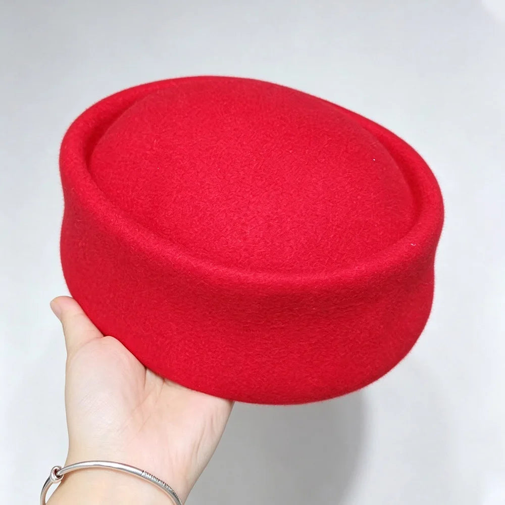 100% Wool Felt Leopard Pillbox Hat Woman Vintage painter French Beret Cap Elegant Brimless Beanie Winter Church Sun Fedora Hats
