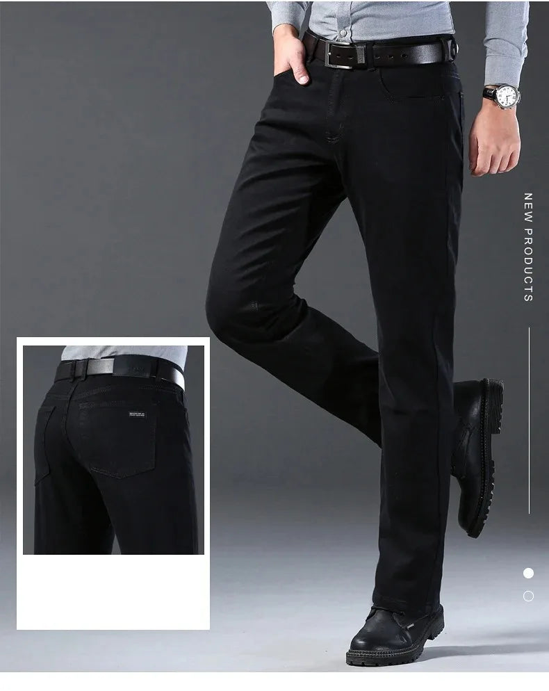Men’s Classic Black Straight-Leg Stretch Jeans
