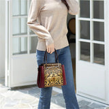 New Vintage Embossed Handmade Handbag For Women Versatile PU Leather Shoulder Bag 3 Layers Large Capacity Crossbody Bags Female