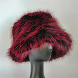 1pcs Winter Faux Fur Bucket Hat Warm Fluffy Plush colorful soft Winter hat Personality fur Fisherman Hats for women Plush hat겨