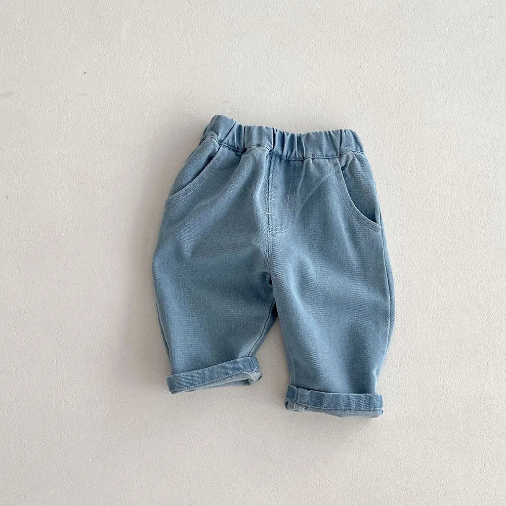 Kids' Striped Casual Denim Trousers