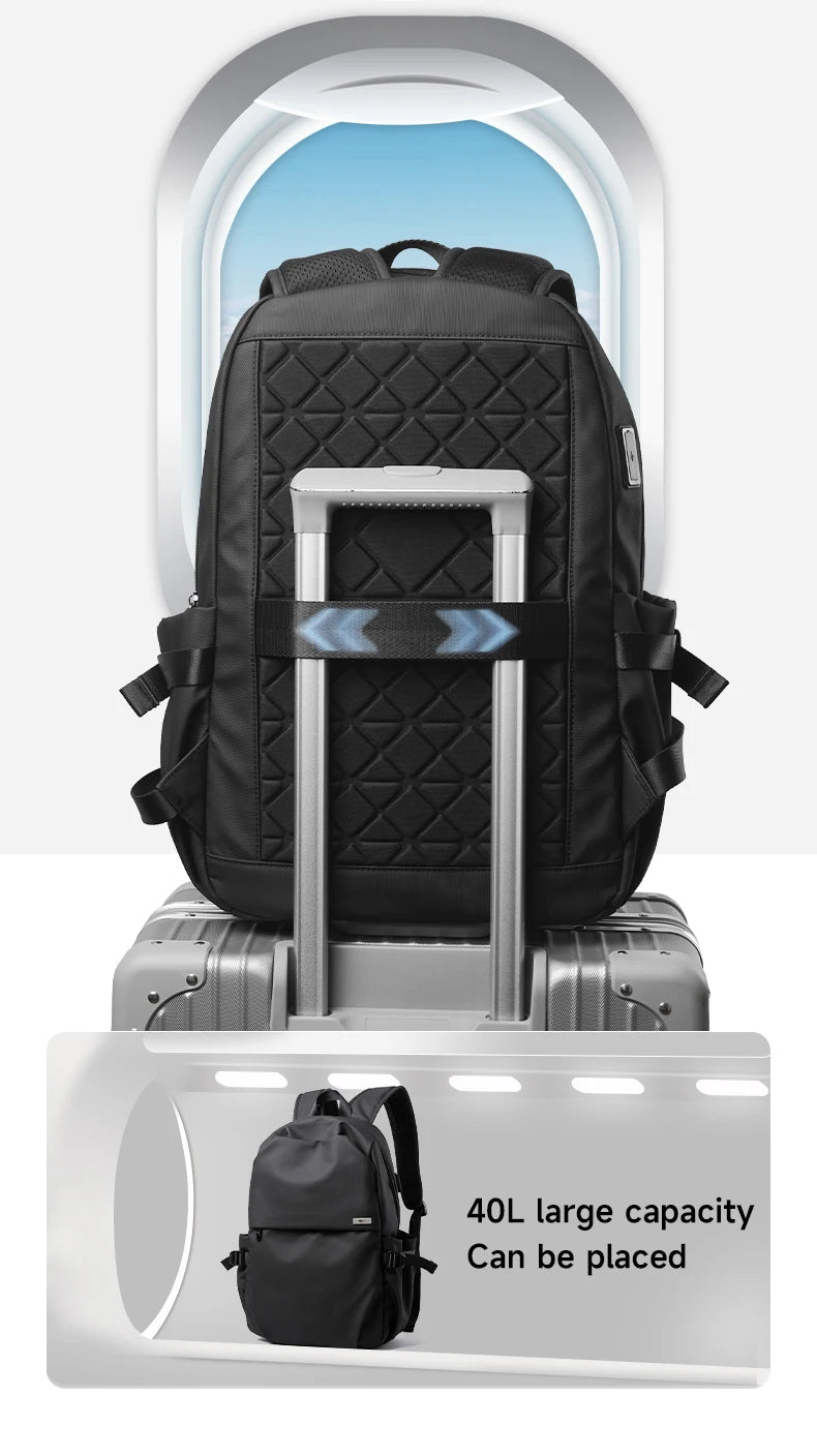 Septwolves Black Large Lapacity 16 Inch Laptop Backpack Man Women Leisure Business Waterproof PVC Leather School Bag Rucksack
