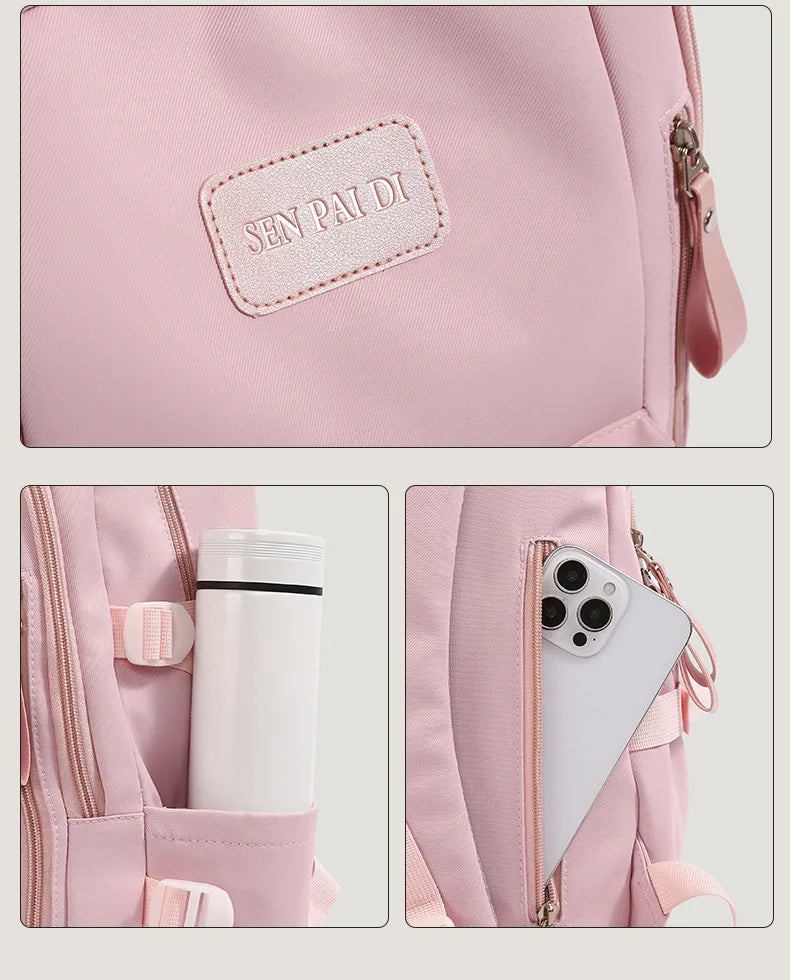 New Female High Capacity Waterproof College Backpack With Lace Pendant Trendy Women Laptop School Bags Cute Girl Travel Book Bag