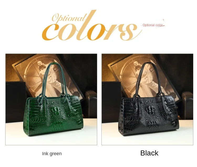 Luxury Genuine Leather Women's Bag Red Crocodile Pattern Ladies Handbags Tote Bag Fashion Travel Portable Shoulder Underarm Bags