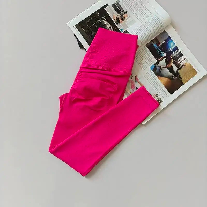 Seamless Sport Yoga High Waist Pants Leggings Sport See Through Yoga Gym Running Quick Dry Pants Scrunch Butt Pants