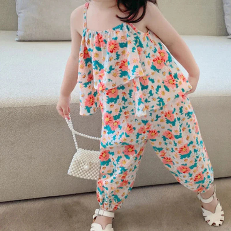 Girls' Floral Vest & Anti-Mosquito Suit