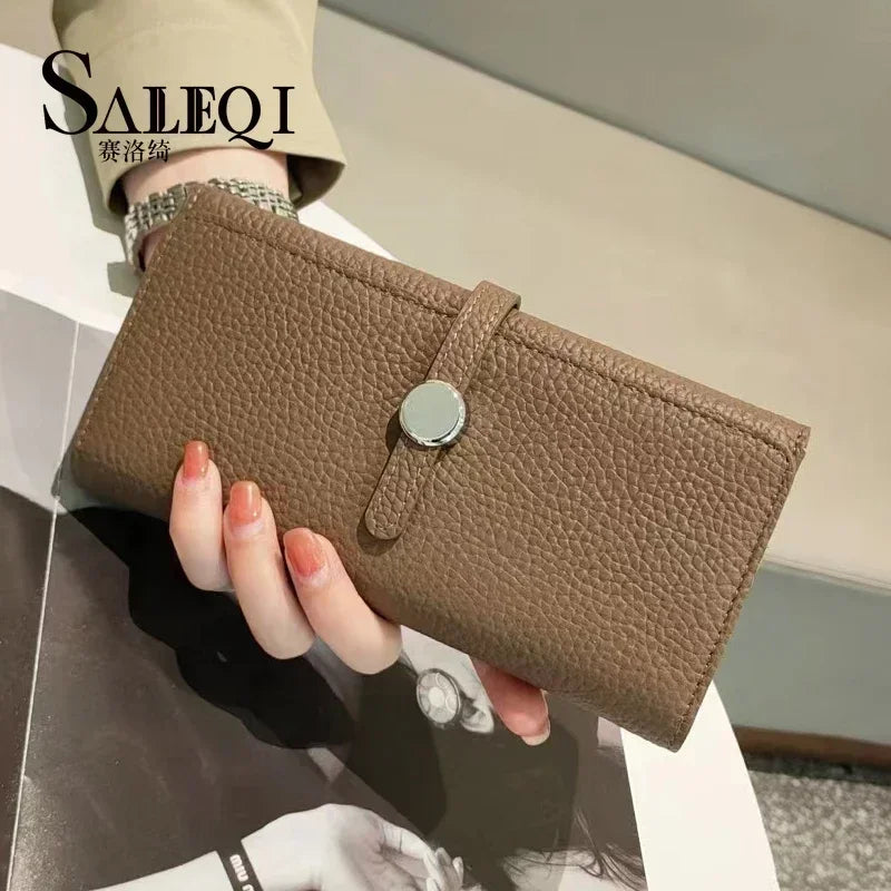 Genuine Leather Wallet Women Long Clutch Fashion Luxury Brand Ladies Purses Card Holder Zipper Coin Pocket High Quality Billfold