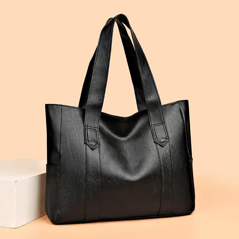 Vintage Vegan Leather Large Capacity Tote