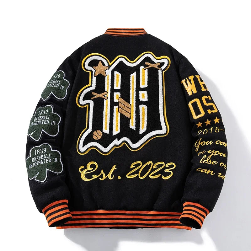Retro Embroidery Varsity Jacket