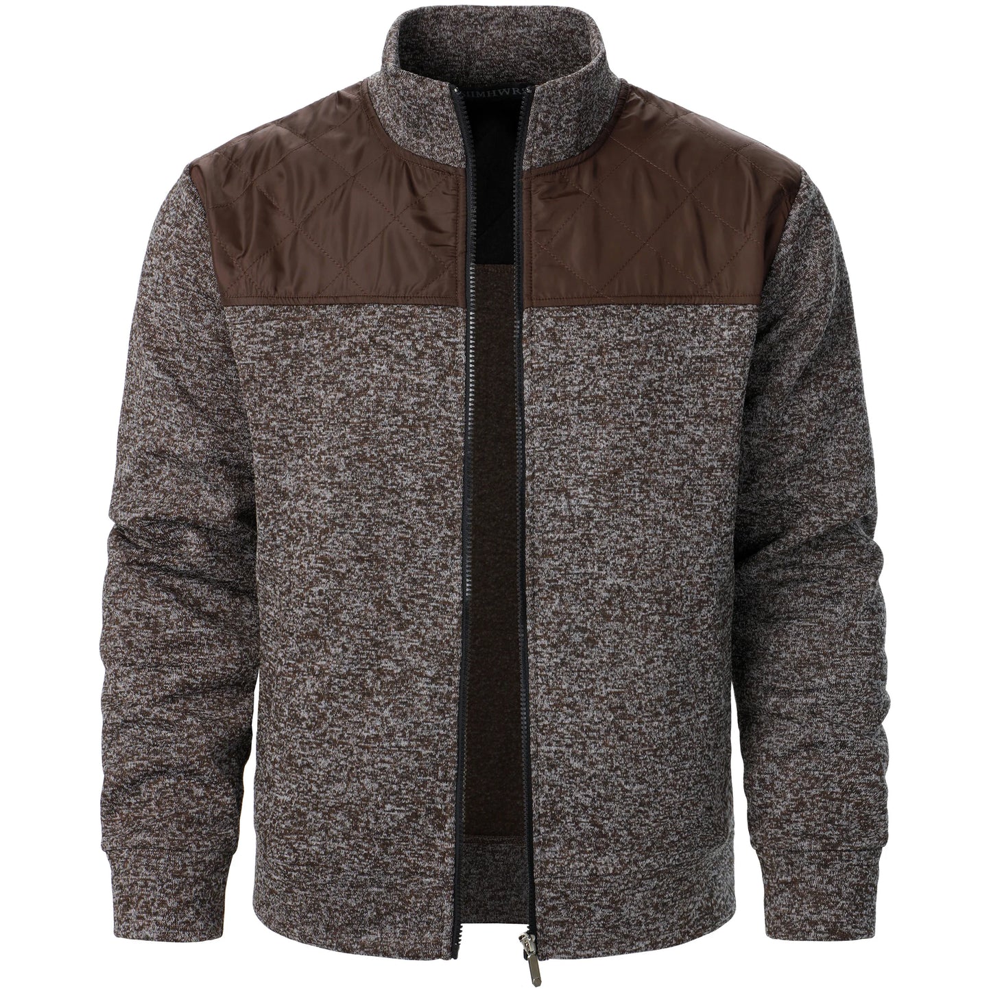 Men's Autumn/Winter Zip-Up Knit Jacket – Striped Check Stand Collar Sweater Coat