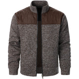Men's Autumn/Winter Zip-Up Knit Jacket – Striped Check Stand Collar Sweater Coat
