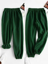 Women's High Waist Fleece Sweatpants with Elastic Waistband