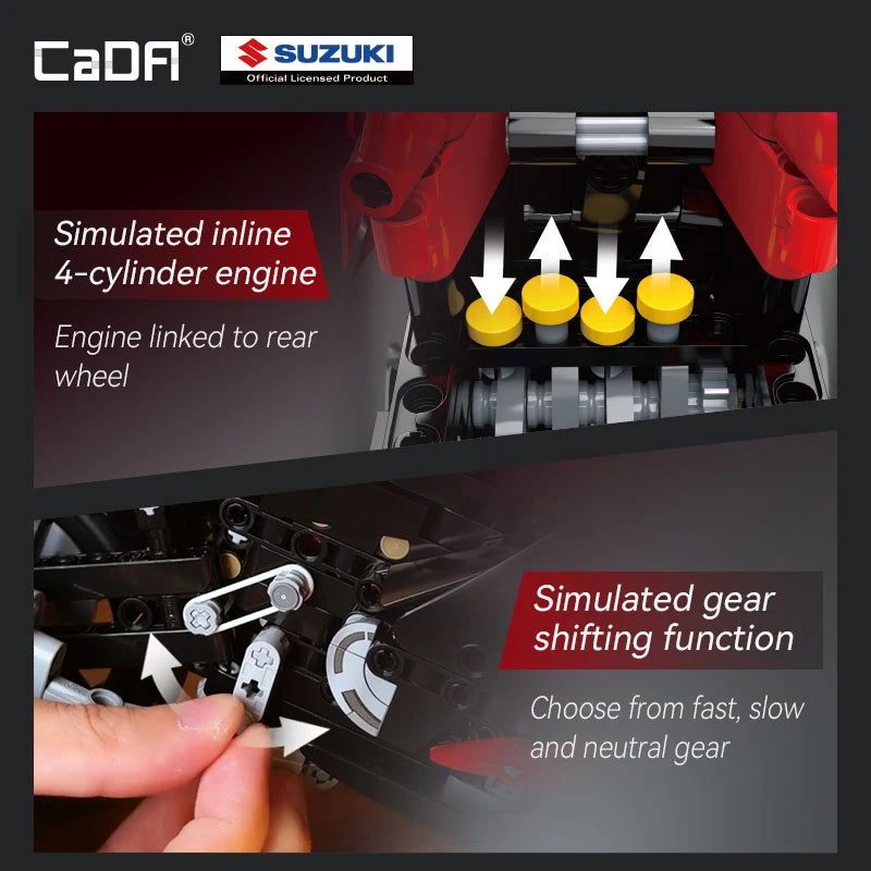1043PCS CaDA 1:6 Scale Replica "Suzuki Hayabusa" 25th Anniversary Commemorative Edition Building Block Set