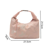 Luxury Embroidery Shoulder Bag Nylon Texture Small Armpit Bag Pearl Pendant Bucket Handbag Women Girl