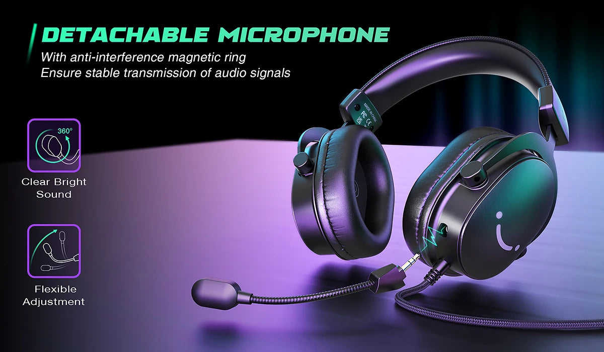 FIFINE Headset,3.5 mm jack&USB Headphone with 7.1 Surround Sound/volum contral/Mute switch for PC/MAC/PS4/PS5 Mixer-H9