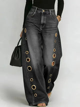 Women's High Waist Straight Leg Baggy Denim Jeans