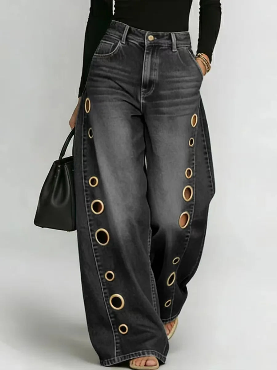 Women's High Waist Straight Leg Baggy Denim Jeans
