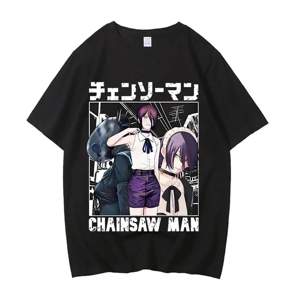 Men's Chainsaw Man Anime Cotton Graphic T-Shirt