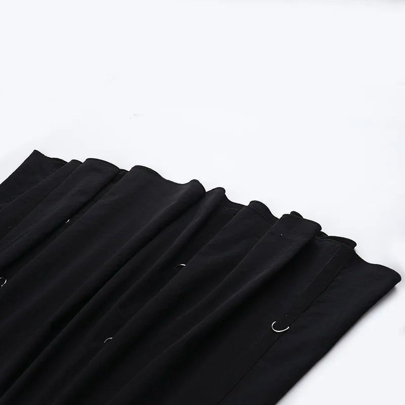 Gothic High-Waist A-Line Midi Skirt | Harajuku Grunge Y2K