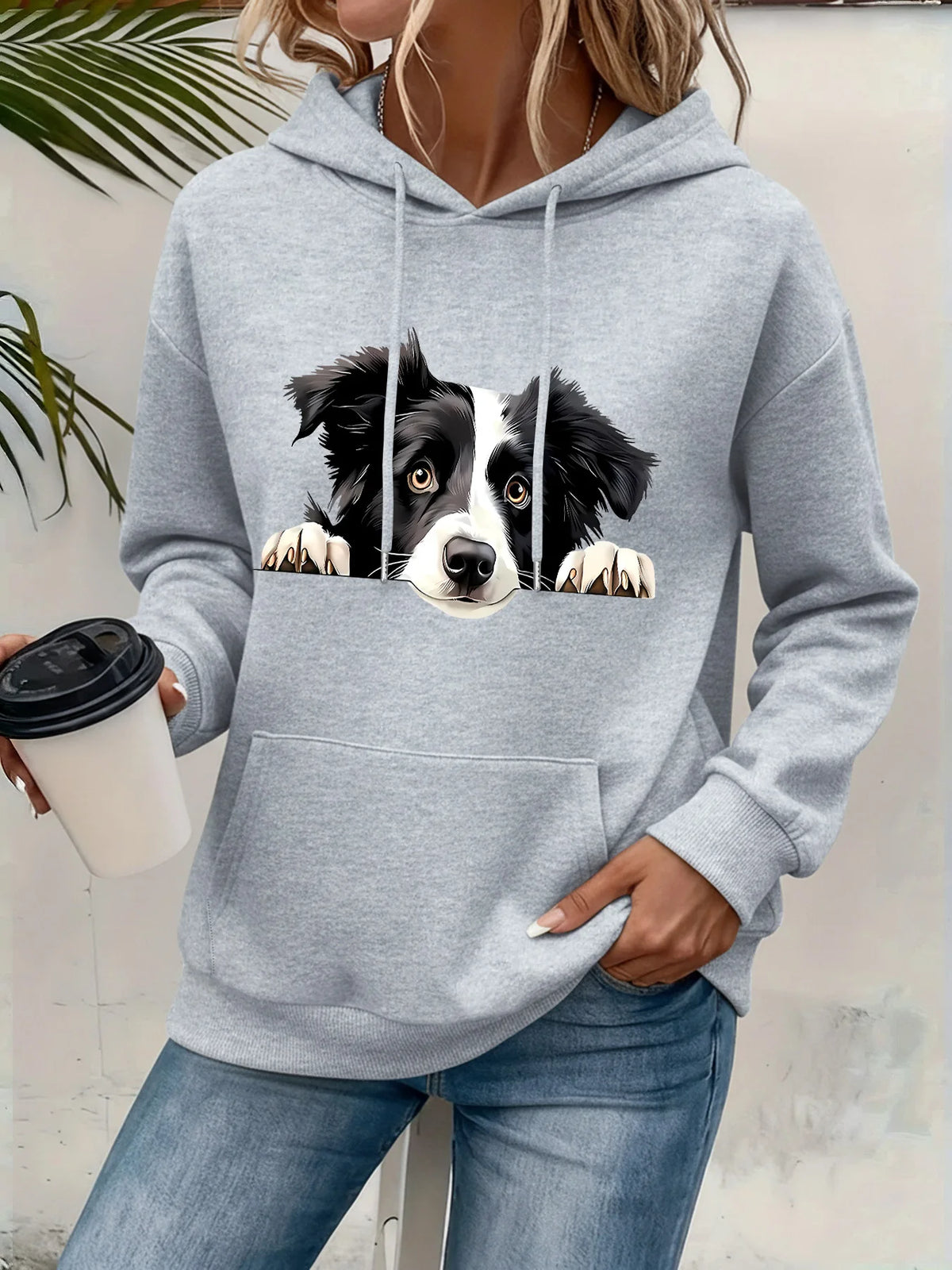 Women's Cat Print Hoodie – Cozy Casual Pullover