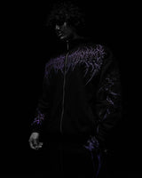 Men's Gothic Streetwear Zip-Up Hoodie Black Edgy Urban Athletic Dark Style Casual Oversized Pullover Sweatshirt with Zipper