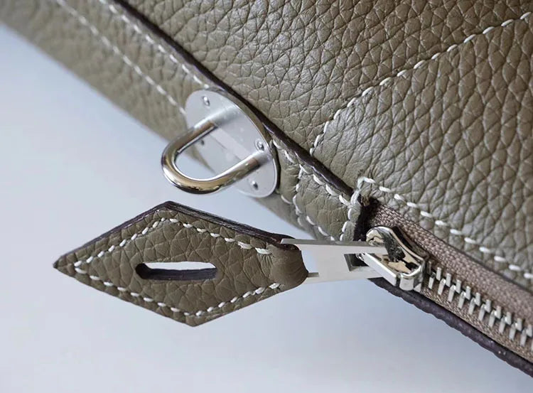 Premium Semi-handmade First-layer Cowhide Bowling Bag Portable Shoulder Large Shell Bag Commuting Temperament Versatile